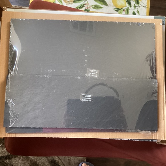 Ernesto 3 pc Slate Serving Stand 2 Tier Slate Acacia Wood Frame New - Picture 9 of 11